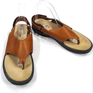 Teva Salani Thong Ankle Strap Leather Sandals Camel 7